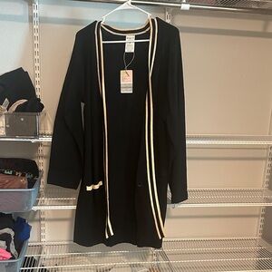 Serra Black Cardigan with Tan Details